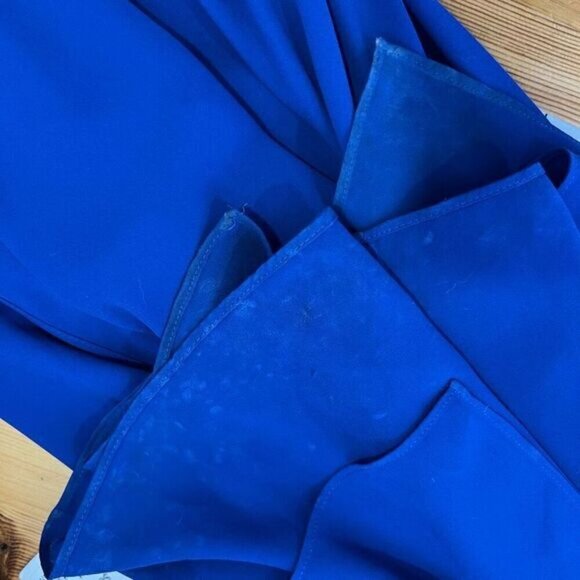 BCBG Maxazria Size 0 Blue Cutout Formal Wear Maxi Dress Gown Ruffled Swifty - Picture 7 of 15